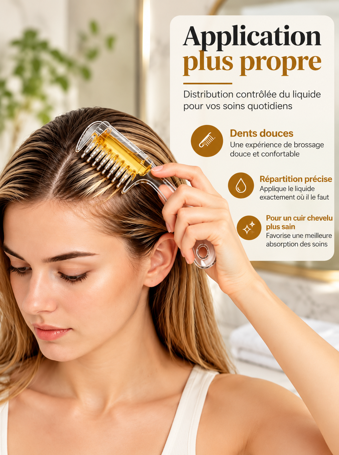 Peigne applicateur d'huile capillaire