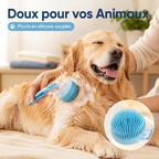 Brosse de bain 2 en 1 pour animaux avec distributeur de shampoing