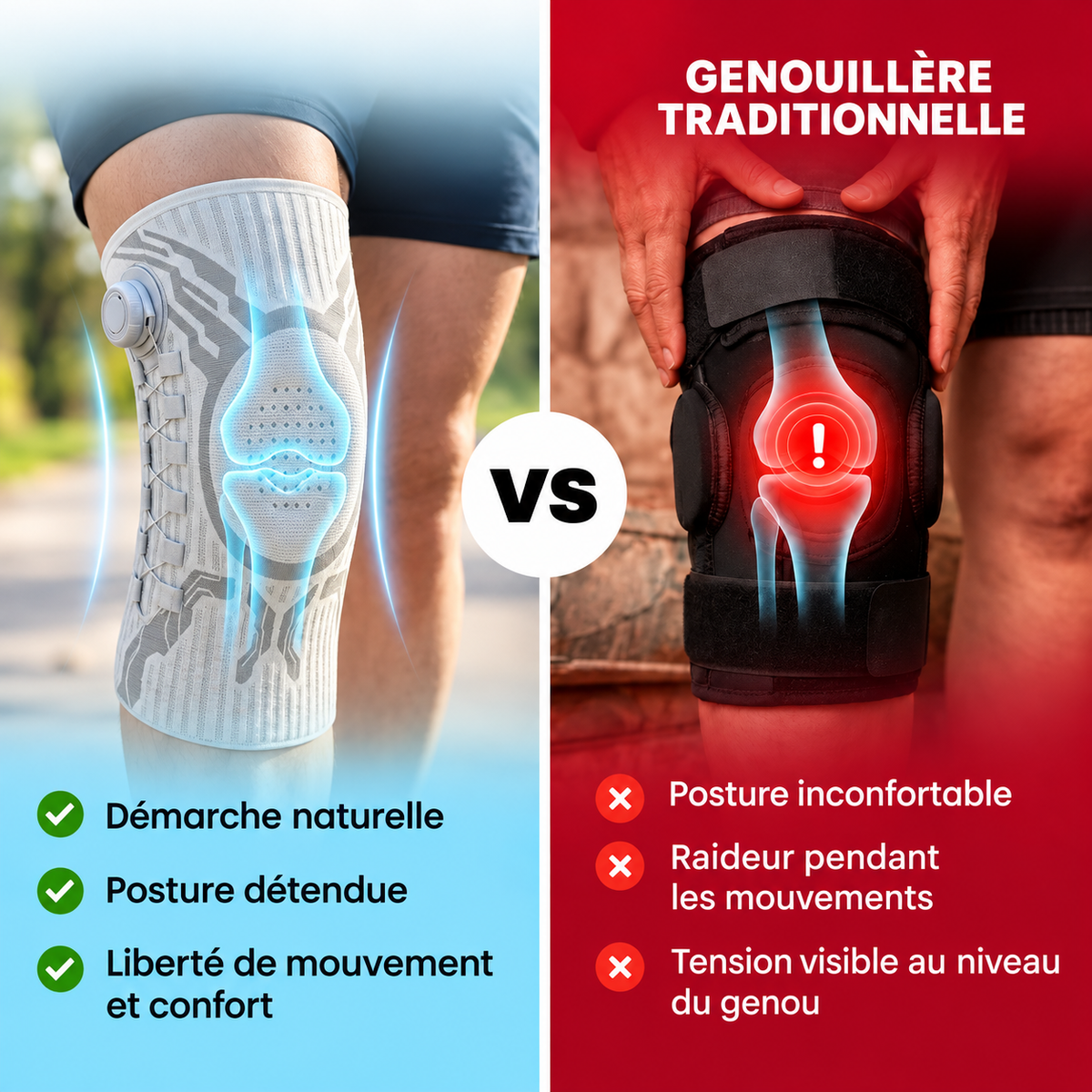 Genouillère de compression pour femmes et hommes