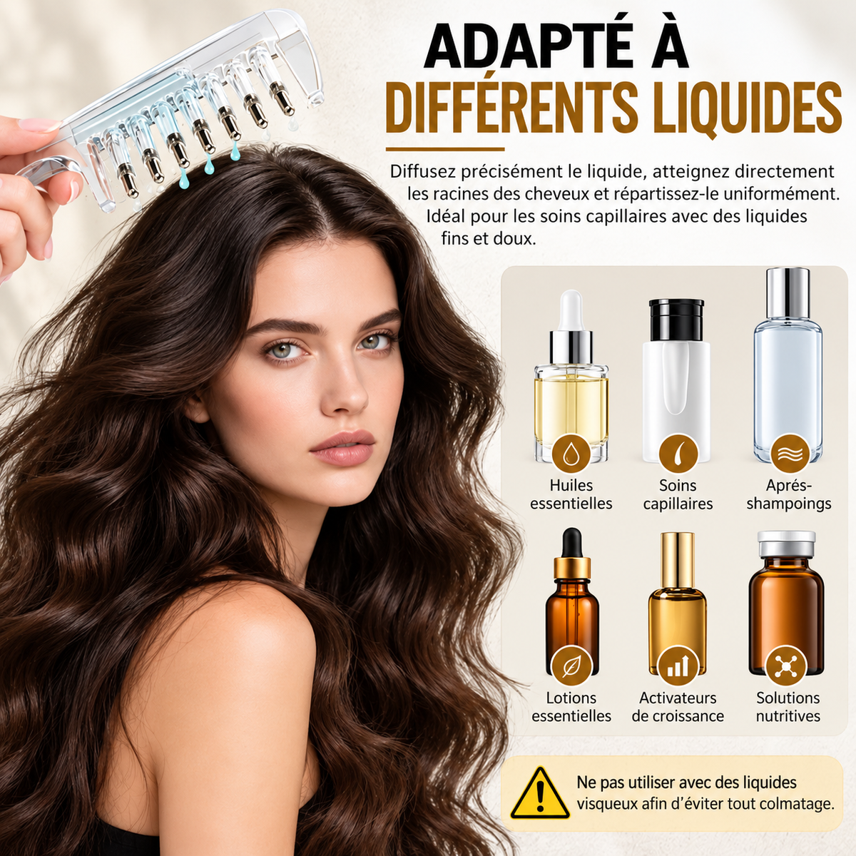 Peigne applicateur d'huile capillaire